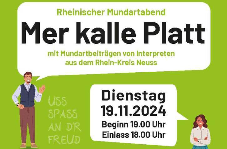 Mer kalle Platt – Rheinischer Mundartabend am 19.11.2024