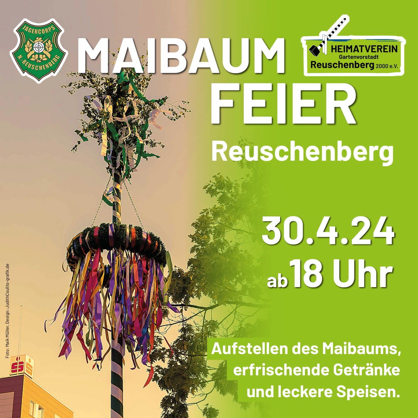 Einladung zur Brauchtums- veranstaltung "Maibaum setzen" in Reuschenberg am 30.4.2024 um 18.00 Uhr